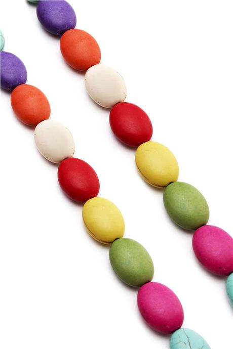Sıkma Turkuaz Oval Kesim Karışık 13x17mm Doğal Taş Dizi