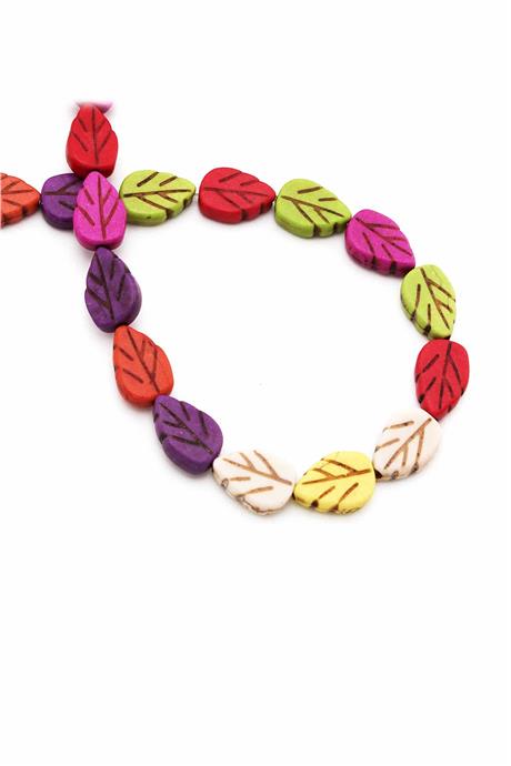 Turkuaz Taşı Yaprak Kesim Parlak Karışık 9x13mm Doğal Taş Dizi [B+]