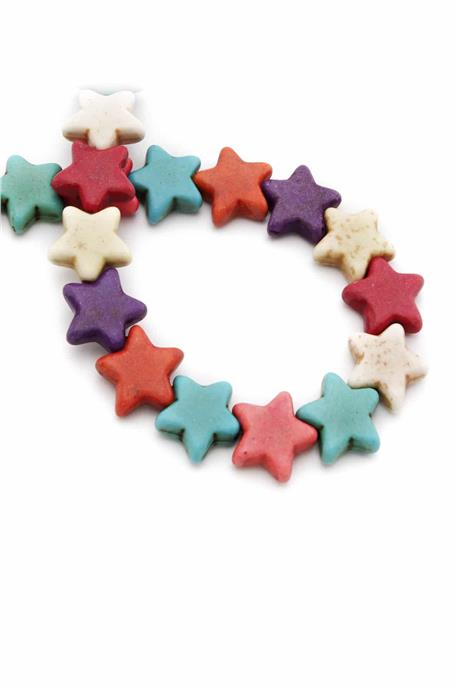 Turkuaz Sıkma Doğal Taş Parlak Karışık Yıldız Kesim 15x6mm Dizi [B+]