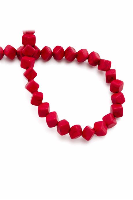 Turquoise Squeezing Natural Stone Red Square Cut 6x6mm String Of Beads