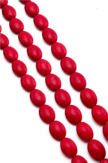 Turkuaz Sıkma Kırmızı Oval Kesim 12x15mm Dizi