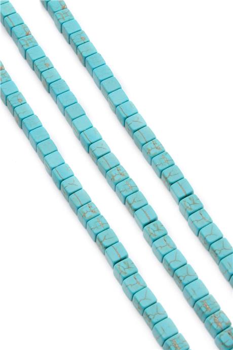Sıkma Turkuaz Küp Kesim Karışık 6mm Doğal Taş Dizi