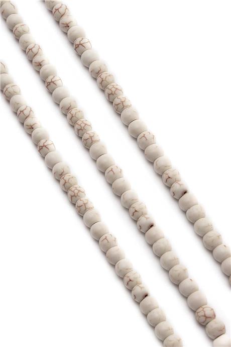 Sıkma Turkuaz Taşı Küre Kesim 6mm Beyaz Dizi