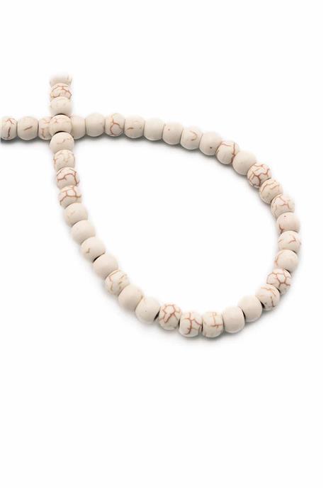 Sıkma Turkuaz Taşı Küre Kesim 6mm Beyaz Dizi