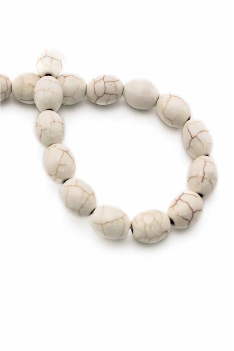 Sıkma Turkuaz Taşı Arpa Kesim 10x12mm Beyaz Dizi