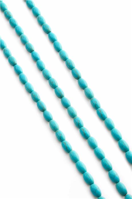 Sıkma Turkuaz Arpa Kesim Mavi 8x5mm Doğal Taş Dizi