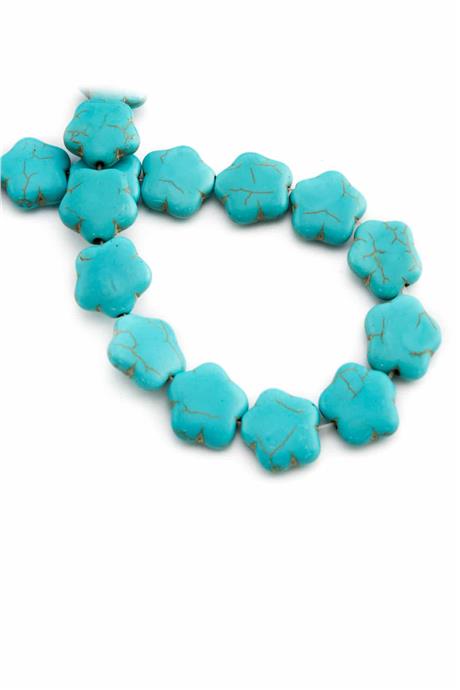 Sıkma Turkuaz Taşı Çiçek Kesim 15x5mm Mavi Dizi
