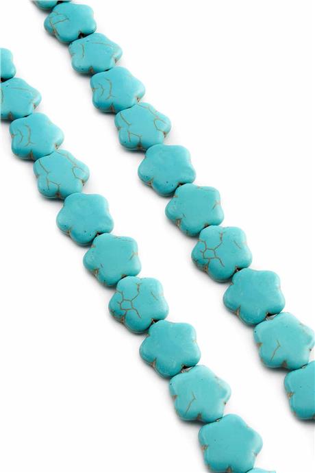 Sıkma Turkuaz Taşı Çiçek Kesim 15x5mm Mavi Dizi