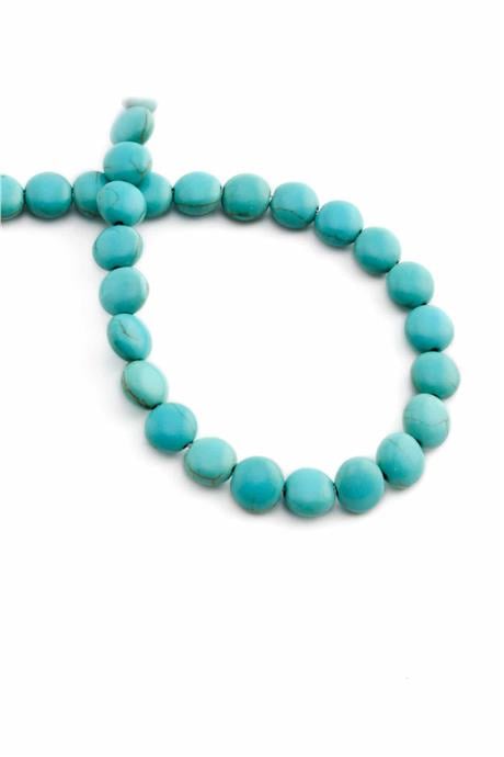 Turkuaz Sıkma Doğal Taş Parlak Mavi Daire Kesim 8x4mm Dizi [B+]