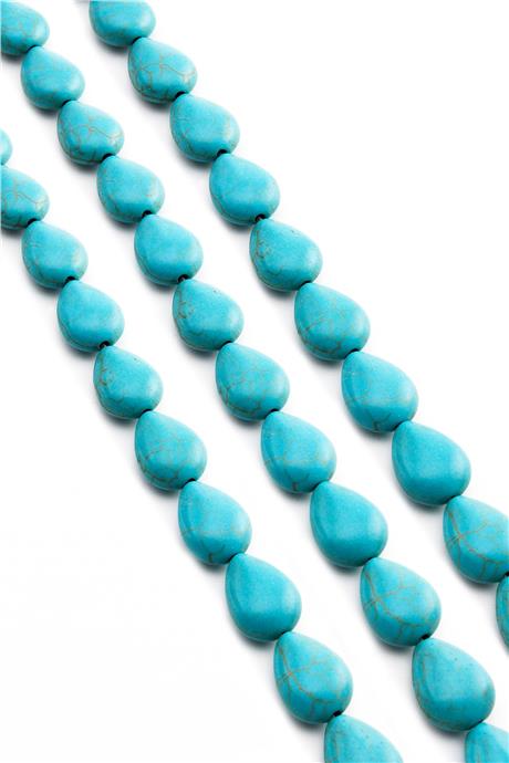 Sıkma Turkuaz Taşı Damla Kesim 12x16mm Mavi Dizi