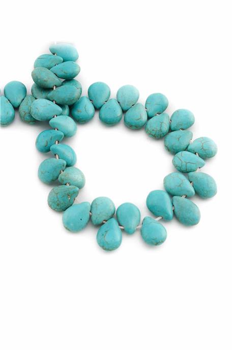 Sıkma Turkuaz Taşı Damla Kesim 14x10mm Mavi Dizi