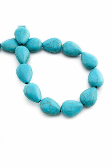 Sıkma Turkuaz Taşı Damla Kesim 12x16mm Mavi Dizi