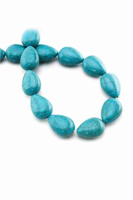 Sıkma Turkuaz Damla Kesim Mavi 13x17mm Doğal Taş Dizi