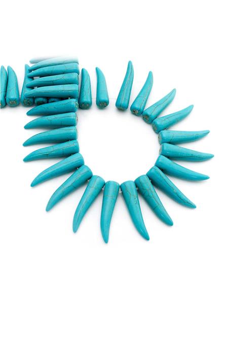 Sıkma Turkuaz Taşı Diş Kesim 39x9mm Mavi Dizi