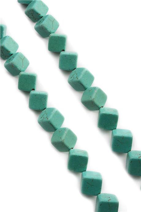 Sıkma Turkuaz Küp Kesim Mavi 12x12mm Doğal Taş Dizi