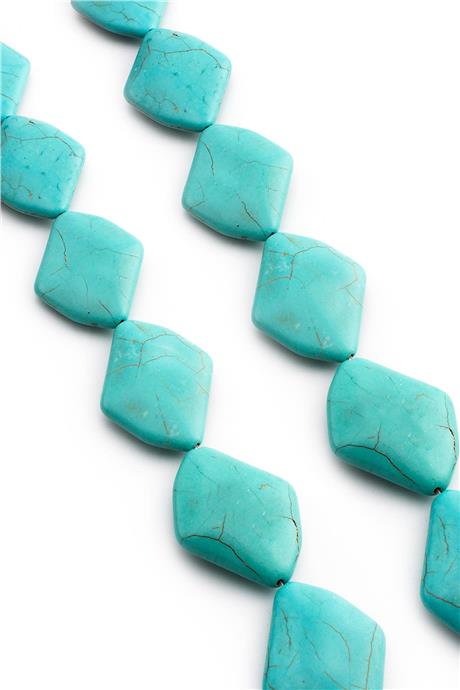 Sıkma Turkuaz Taşı Dörtgen Kesim 30x38mm Mavi Dizi