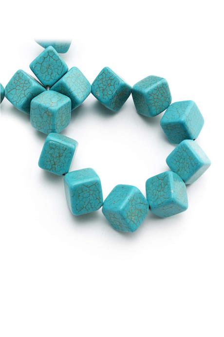 Sıkma Turkuaz Küp Kesim Mavi 16x16mm Doğal Taş Dizi