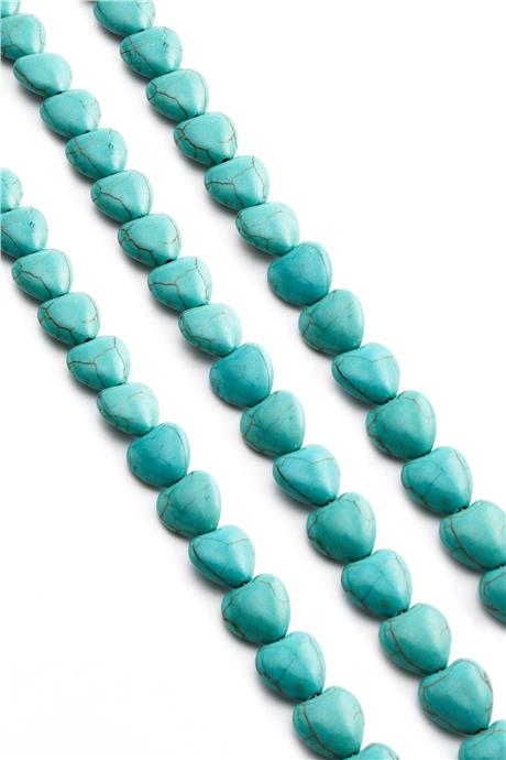 Sıkma Turkuaz Kalp Kesim Mavi 12x6mm Doğal Taş Dizi