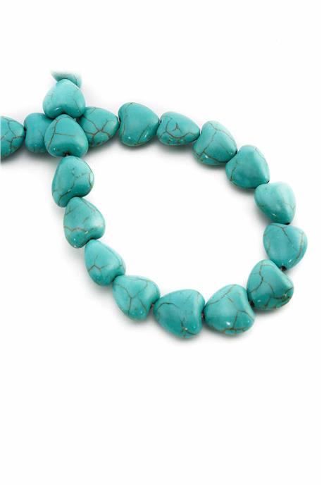 Sıkma Turkuaz Kalp Kesim Mavi 12x6mm Doğal Taş Dizi