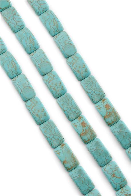 Turkuaz Sıkma Mavi Kare Çift Delikli Kesim 12x21mm Dizi