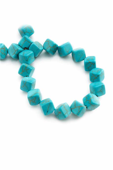 Sıkma Turkuaz Taşı Küp Kesim 8x8mm Mavi Dizi