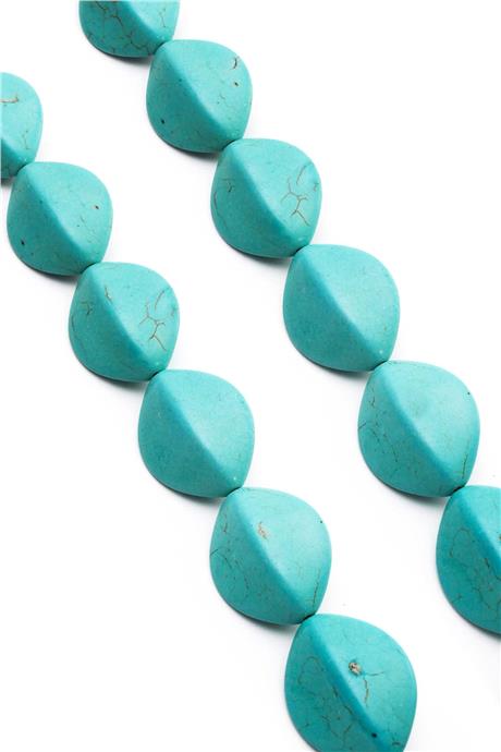 Sıkma Turkuaz Taşı Oval Kesim 23x29mm Mavi Dizi