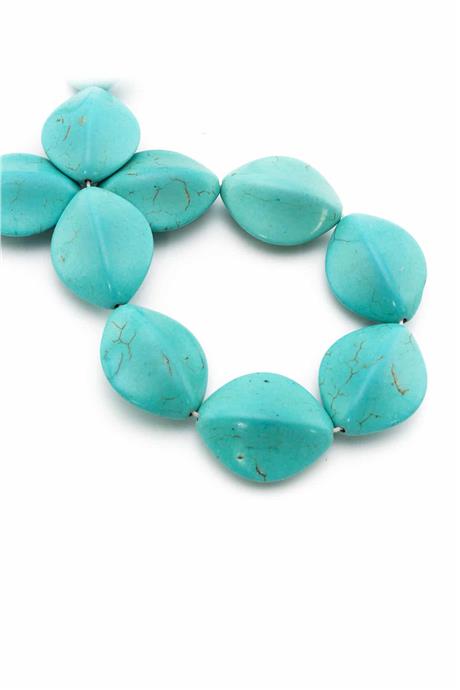 Sıkma Turkuaz Taşı Oval Kesim 23x29mm Mavi Dizi