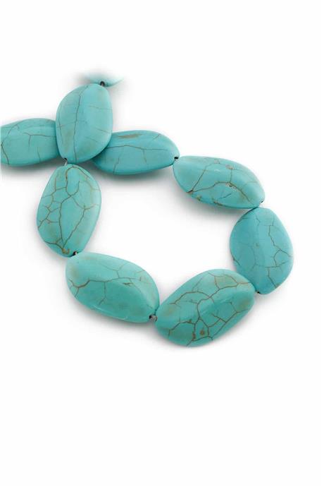 Sıkma Turkuaz Oval Kesim Mavi 21x35mm Doğal Taş Dizi