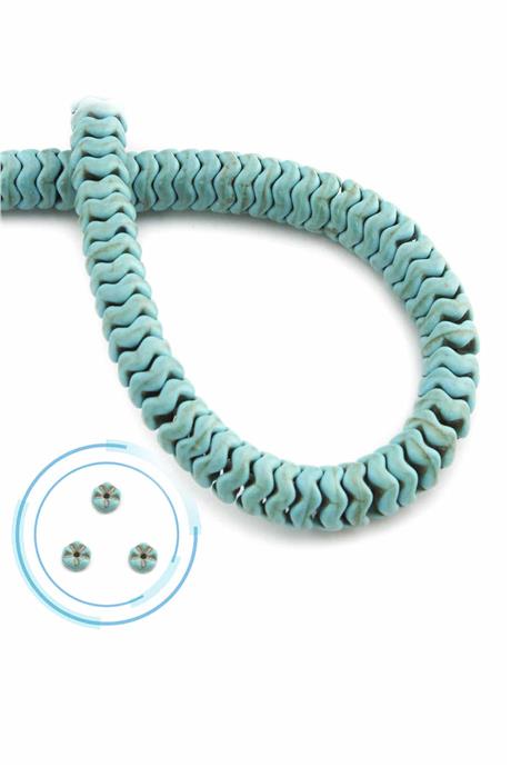 Turkuaz Sıkma Doğal Taş Parlak Mavi Rondela Kesim 8x3mm Dizi [B+]