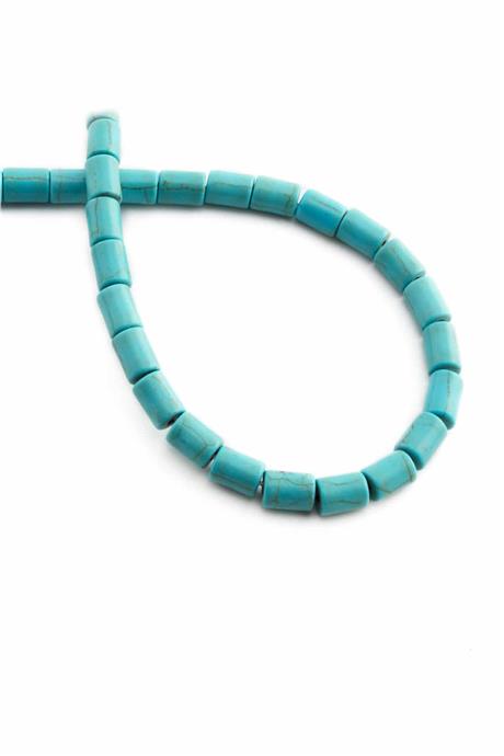 Turkuaz Sıkma Doğal Taş Parlak Mavi Silindir Kesim 6x8mm Dizi [B+]