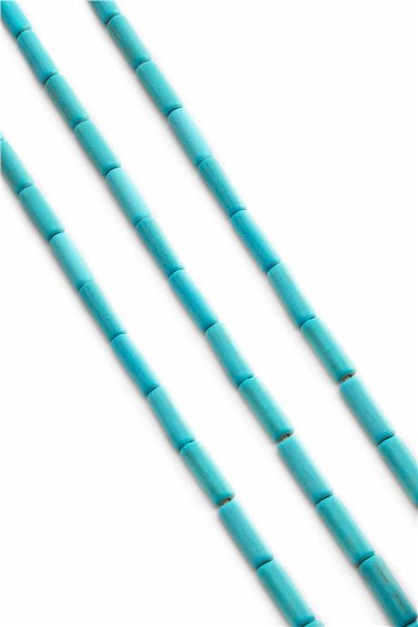 Turkuaz Taşı Silindir Kesim Parlak Mavi 4x13mm Doğal Taş Dizi [B+]