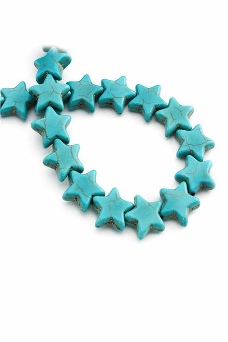 Turkuaz Sıkma Doğal Taş Parlak Mavi Yıldız Kesim 15x5mm Dizi [B+]
