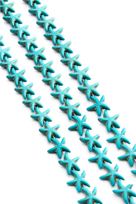 Sıkma Turkuaz Taşı Deniz Yıldızı 10mm Mavi Dizi