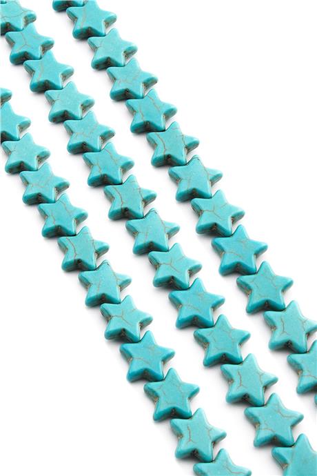 Turkuaz Sıkma Doğal Taş Parlak Mavi Yıldız Kesim 15x5mm Dizi [B+]