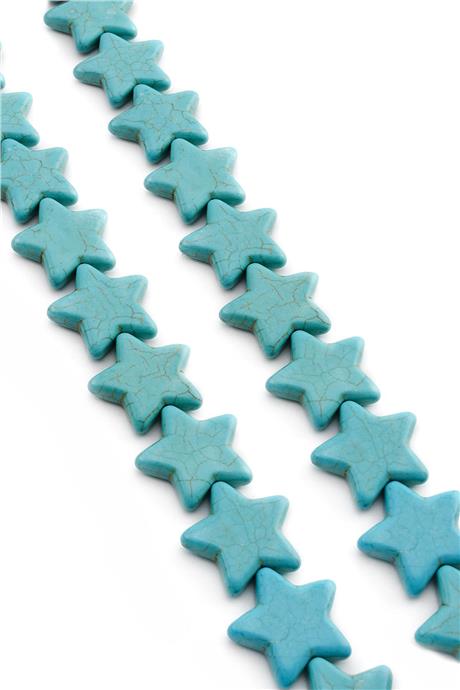 Sıkma Turkuaz Taşı Deniz Yıldızı 25x6mm Mavi Dizi
