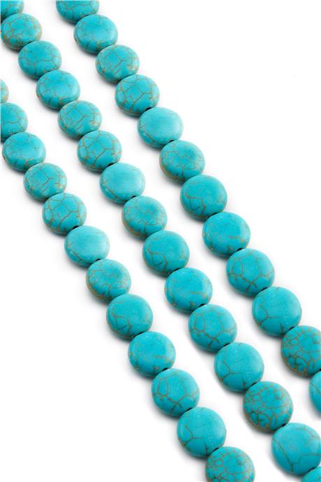 Sıkma Turkuaz Taşı Oval Kesim 10mm Mavi Dizi