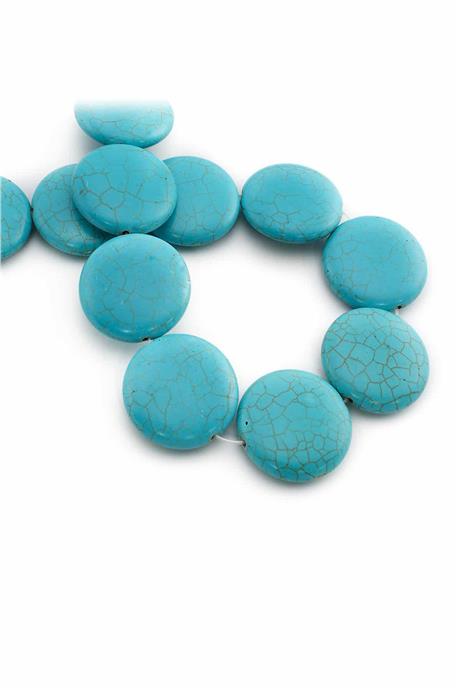 Sıkma Turkuaz Taşı Dore Kesim 30mm Mavi Dizi