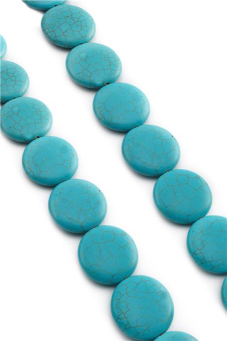 Sıkma Turkuaz Taşı Dore Kesim 30mm Mavi Dizi