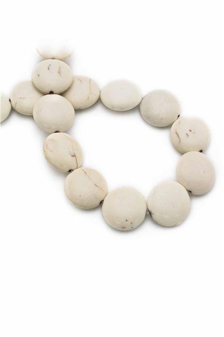 Sıkma Turkuaz Oval Kesim Beyaz 18mm Doğal Taş Dizi