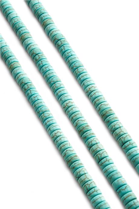 Sıkma Turkuaz Taşı Rondela Kesim 7x4mm Mavi Dizi