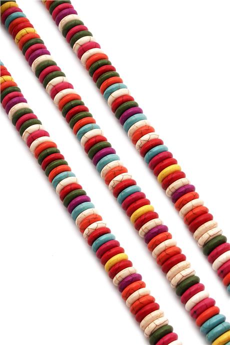 Sıkma Turkuaz Taşı Rondela Kesim 10mm Karışık Dizi