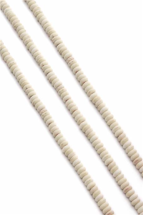 Sıkma Turkuaz Taşı Rondela Kesim 4mm Beyaz Dizi