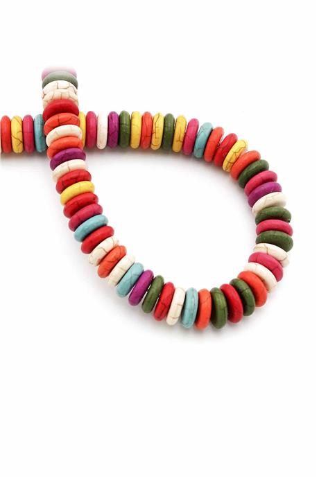 Sıkma Turkuaz Taşı Rondela Kesim 10mm Karışık Dizi