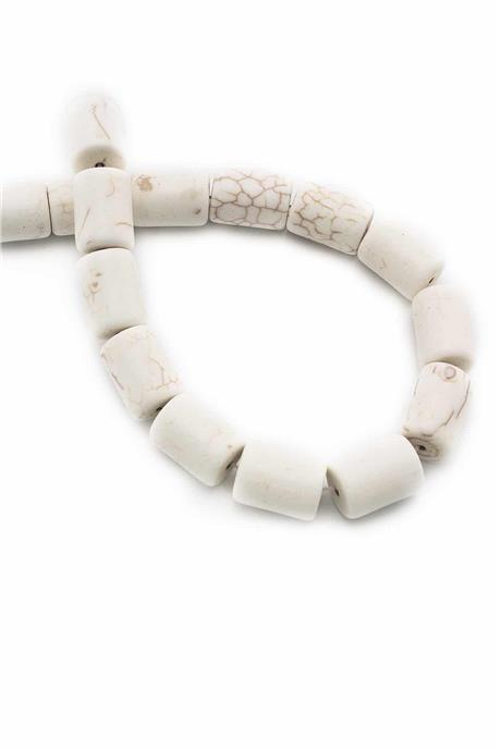 Sıkma Turkuaz Taşı Silindir Kesim Beyaz 12x16mm Doğal Taş Dizi