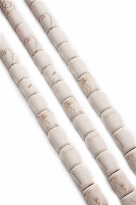Sıkma Turkuaz Taşı Silindir Kesim Beyaz 12x16mm Doğal Taş Dizi