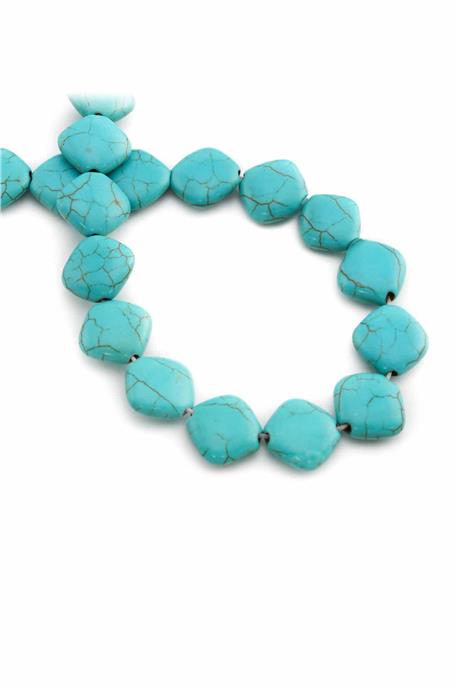 Sıkma Turkuaz Taşı Kare Kesim 12x5mm Mavi Dizi