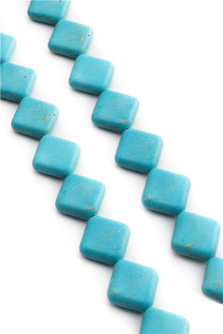 Sıkma Turkuaz Taşı Kare Kesim 16x6mm Mavi Dizi