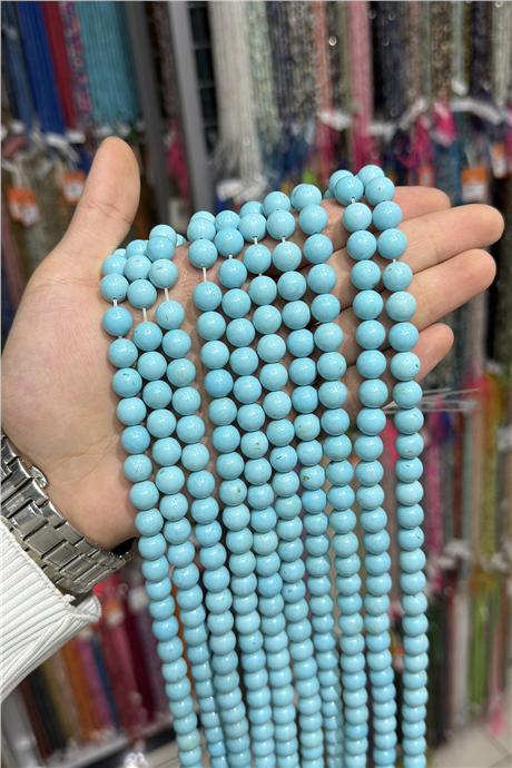 Turkuaz Taşı Küre Kesim Parlak 10mm Doğal Taş Dizi [AA]