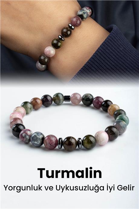 Turmalin Doğal Taş Küre Kesim 8mm Bileklik