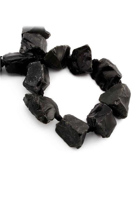 Turmalin Doğal Taş Parlak Siyah Ham Kütle Kesim 15x25mm Dizi [AA]